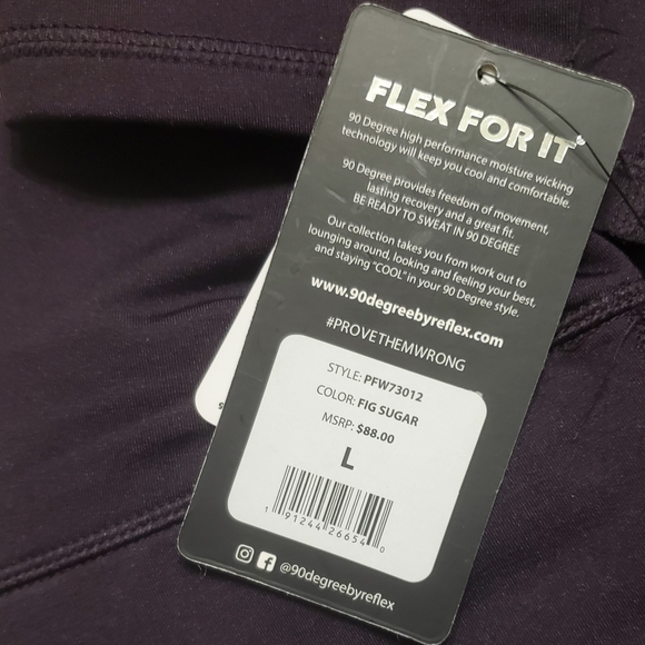New 90 DEGREE BY REFLEX High Waist Power Flex Fleece Lined Leggings Tights L NWT - Picture 6 of 8